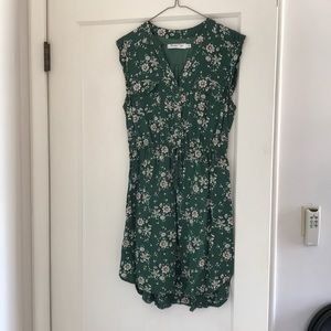 ModCloth Green dress with flowers- size medium